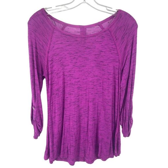 Calvin Klein Womens Performance Top Shirt Roll Tab Sleeve Quick Dry Purple Small - Picture 7 of 8